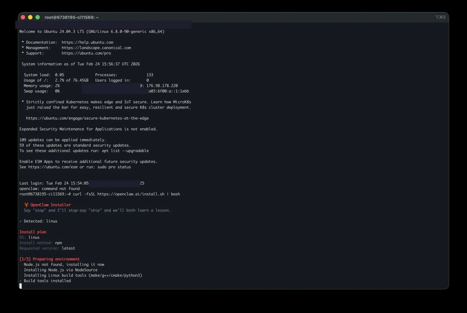 Установка OpenClaw на Ubuntu VPS